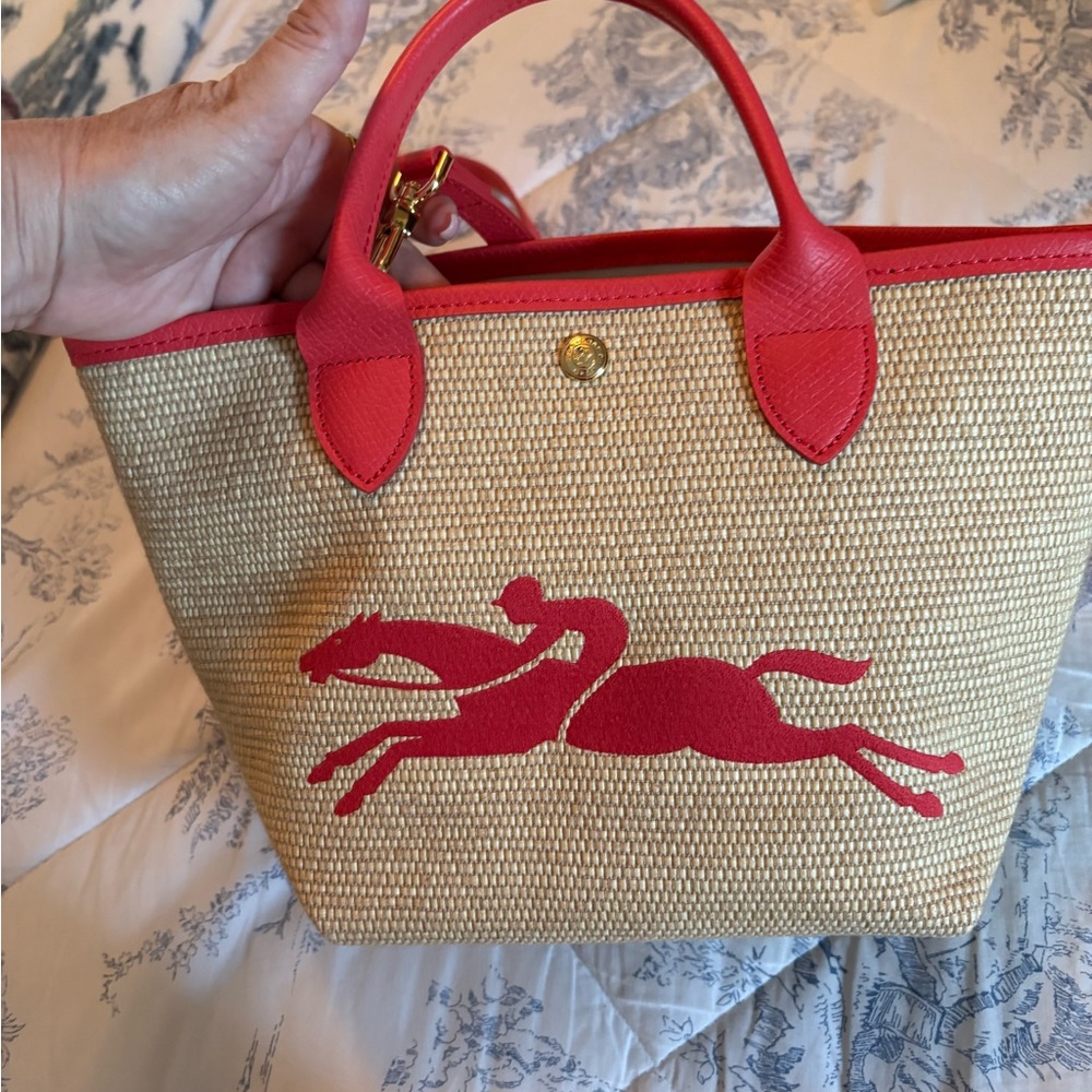 Longchamp Red and Tan Crossbody Bag with Classic Design
